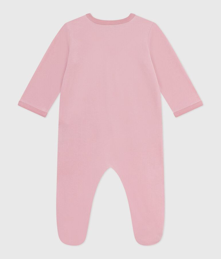 Babies' plain velour pyjama suit pink