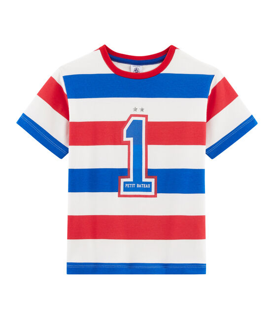 Boys' T-Shirt MARSHMALLOW white/PEPS red/SURF