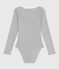 Women's striped cotton and elastane body MARSHMALLOW white/SMOKING blue