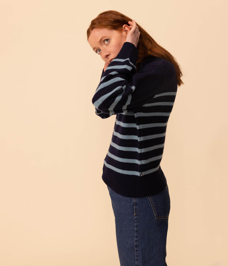 Women's' Woollen Breton Pullover blue/blue