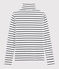 Women's Iconic Stripy Cotton Undershirt MARSHMALLOW white/SMOKING blue