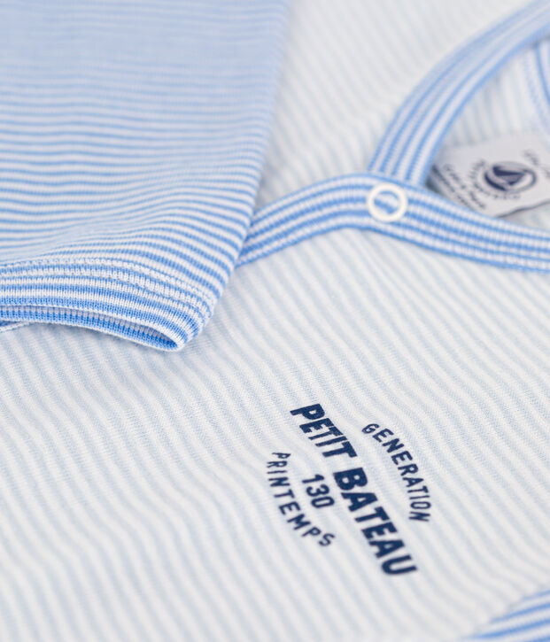 Pinstriped Cotton Sleepsuit blue/white