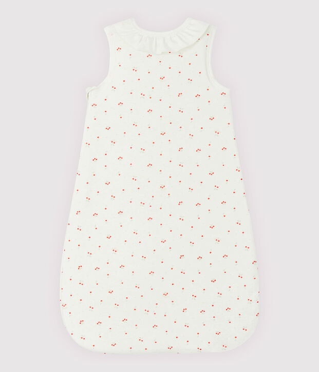 Babies' Organic Cotton Cherry Pattern Sleeping Bag with Little Collar white/multicolor