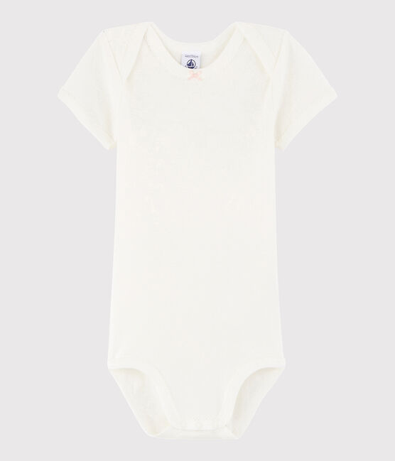 Baby Girls' Short-Sleeved Bodysuit MARSHMALLOW white