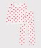 Women's heart print cotton pyjamas MARSHMALLOW white/TERKUIT red
