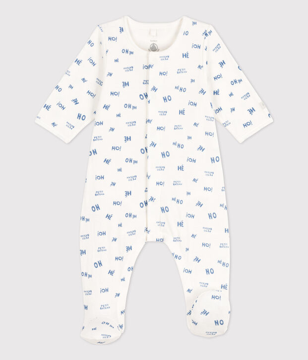 Babies' Heho Tube Knit Bodyjama white/blue