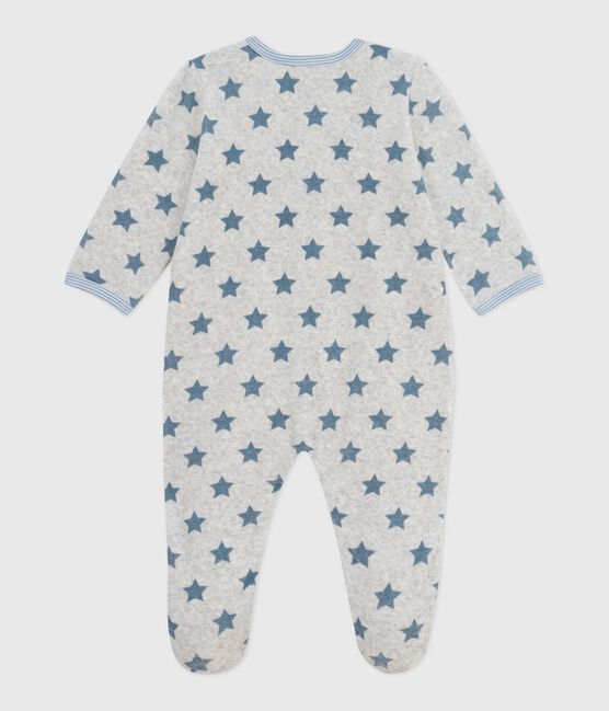 Babies' star-print velour pyjamas BELUGA /ADRIATIC