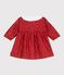 Babies' long-sleeved printed cotton dress with an embroidered collar AMARANTE red/TERKUIT