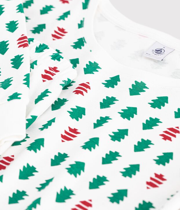 Women's fir tree print cotton pyjamas white/multicolor