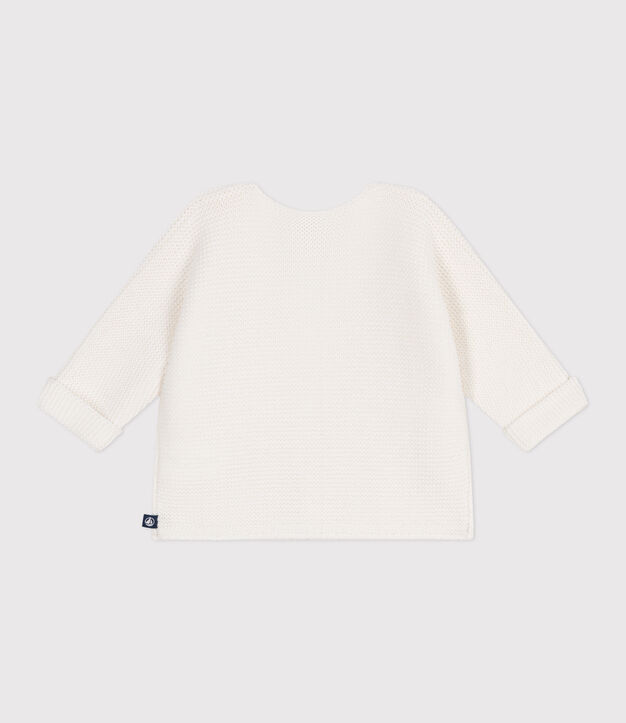 Babies' moss stitch cotton cardigan white