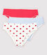 Girls' Red Heart Pattern Organic Cotton and Elastane Knickers - 3-Pack