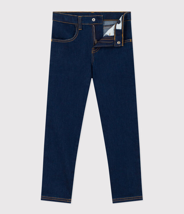 Girls' slim fit denim trousers blue