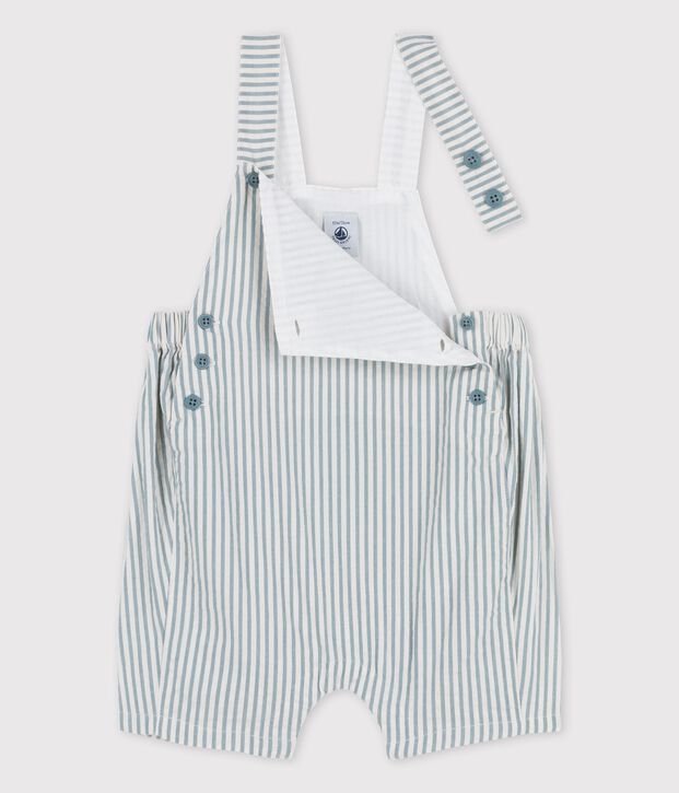 Babies' Seersucker Dungaree Shorts green/white