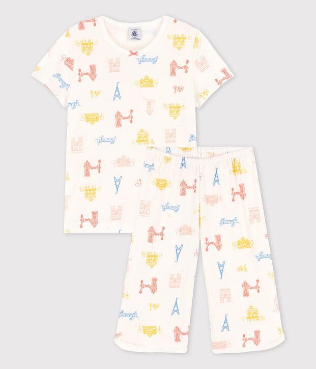 Girls' Paris Cotton Short Pyjamas white/multicolor