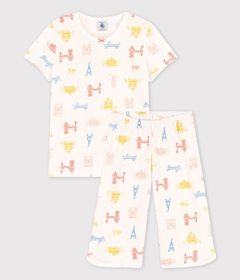 Girls' Paris Cotton Short Pyjamas white/multicolor