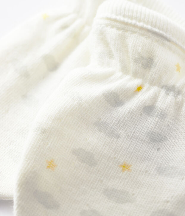 Babies' Organic Cotton Tube Knit Scratch Mittens white/multicolor