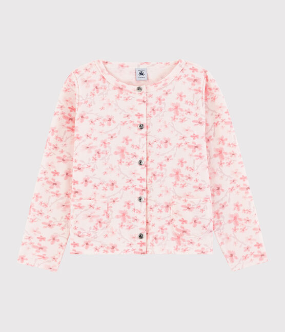 Girls' Jersey Piqué Cardigan FLEUR pink/MULTICO white