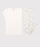 Girls' Sleeveless Cotton Pyjamas MARSHMALLOW white/MULTICO white