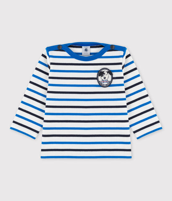 Babies' Cotton Breton Top MARSHMALLOW white/SMOKING /RUISSEAU