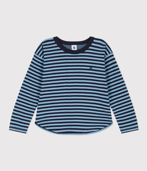 Boys' long-sleeved tube knit T-shirt blue/blue