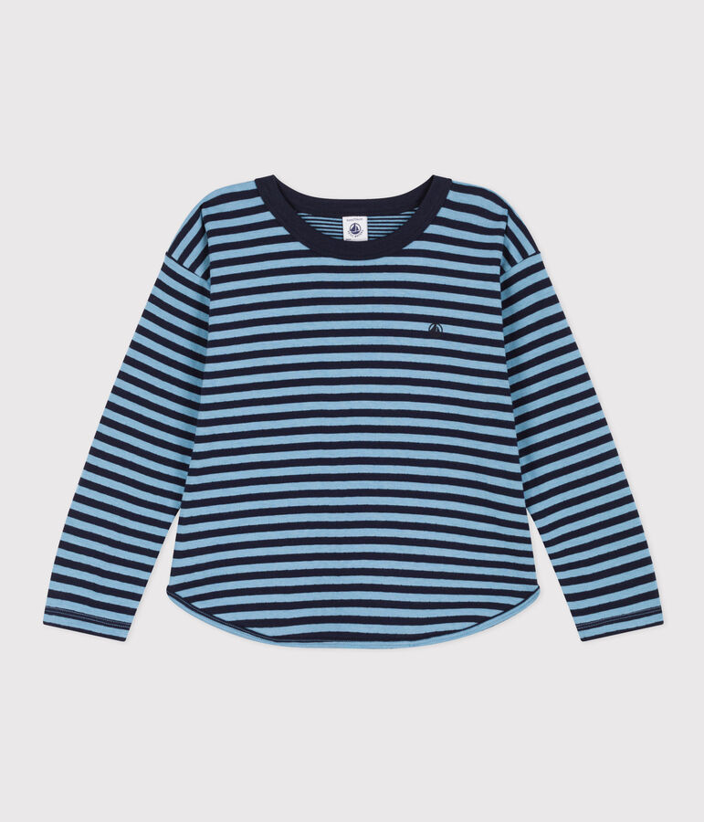Boys' long-sleeved tube knit T-shirt blue/blue