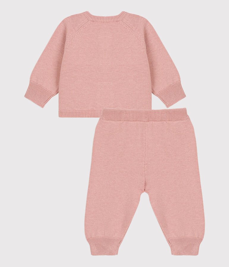 Babies' Wool/Cotton Knit Clothing - 2-Piece Set pink