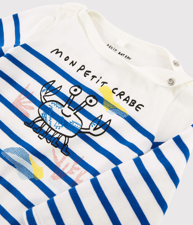 Serge Bloch baby boys'/girls' Breton top white/blue