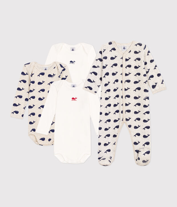 Babies' Pyjamas and 3-Pack of Whale Patterned Bodysuits multicolor