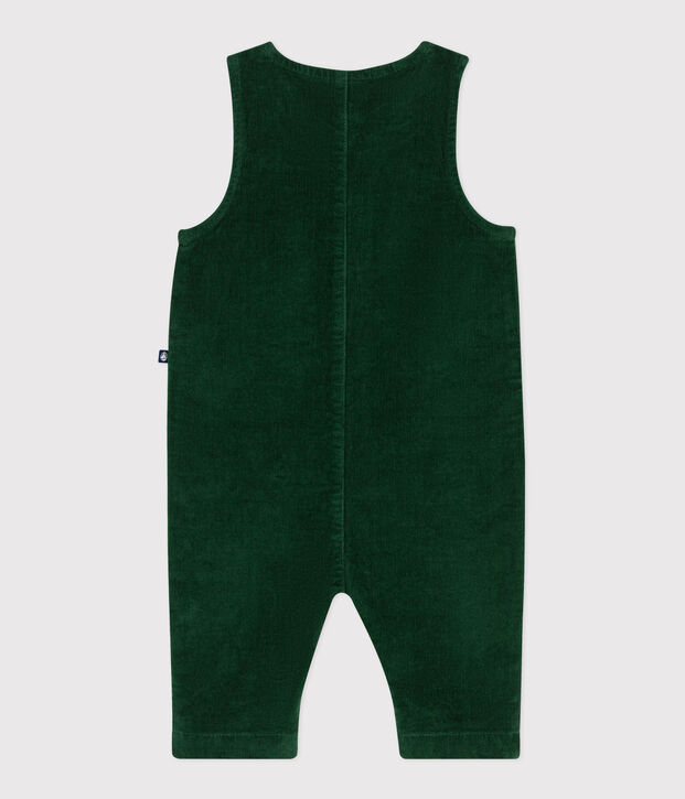 Babies' plain long corduroy jumpsuit green