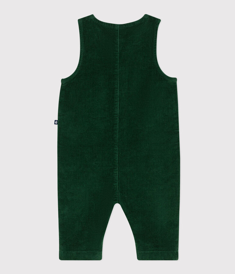 Babies' plain long corduroy jumpsuit green