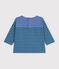 Babies' long-sleeved stripy cotton T-shirt. blue/green