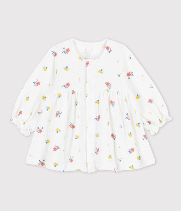 Babies' Organic Tube Knit Floral Print Dress white/multicolor