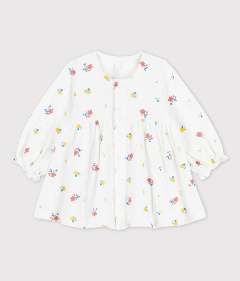 Babies' Organic Tube Knit Floral Print Dress white/multicolor