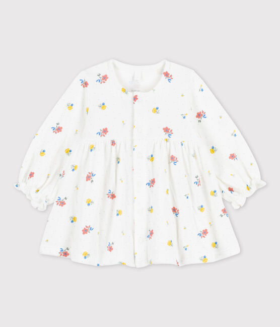 Babies' Organic Tube Knit Floral Print Dress MARSHMALLOW white/MULTICO white