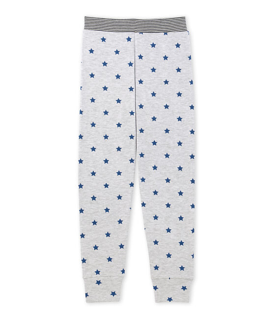 Boys' print pyjama trousers POUSSIERE grey/MAJOR blue