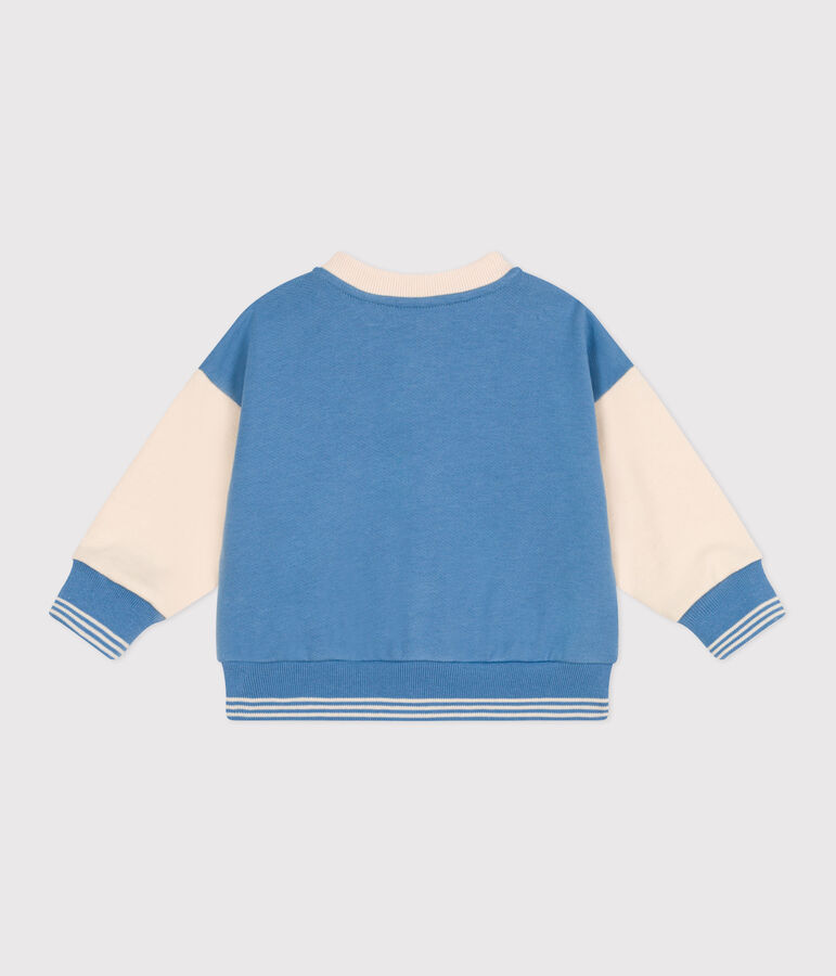 Babies' varsity-style jacket in colourblock cotton ALASKA blue/AVALANCHE