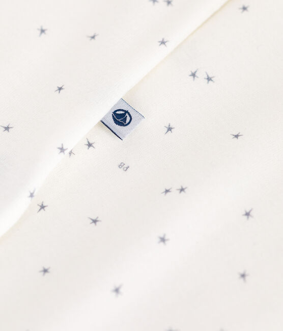 Babies' cotton pyjamas with little stars MARSHMALLOW white/MISTIGRI white