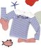 Serge Bloch women's Breton top MARSHMALLOW white/PERSE blue