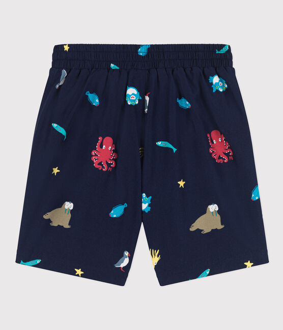 Boys' Printed Recycled Swimming Shorts MEDIEVAL blue/MULTICO white