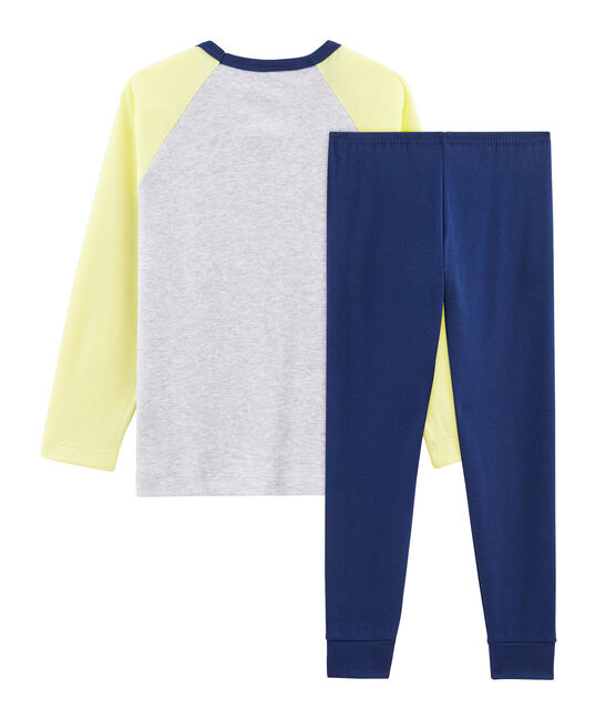 Boys' Ribbed Pyjamas MEDIEVAL blue/MULTICO white