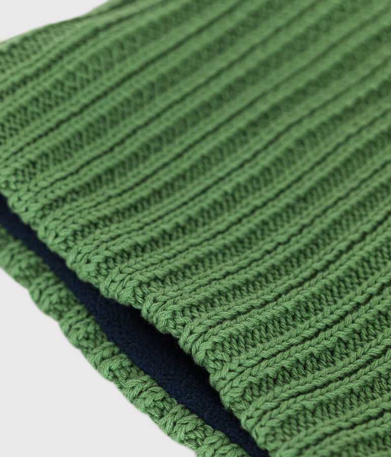 Children's fleece-lined knitted snood green