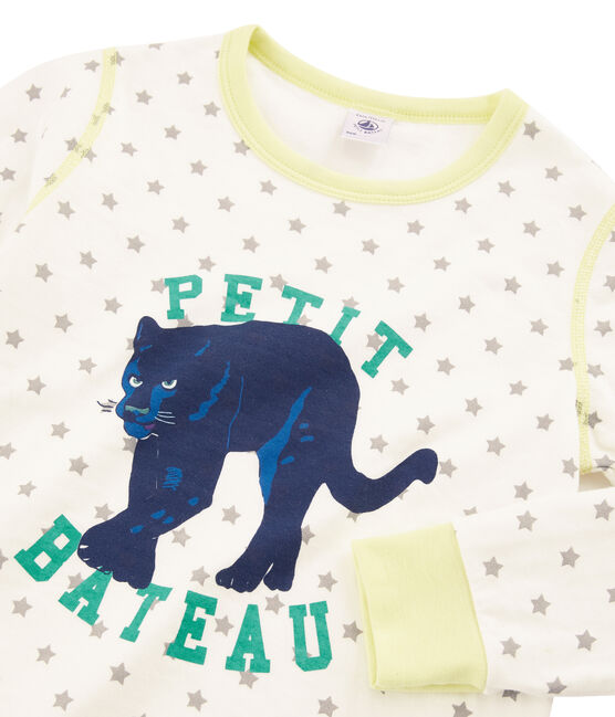 Boys' Tube Knit Pyjamas MARSHMALLOW white/GRIS grey