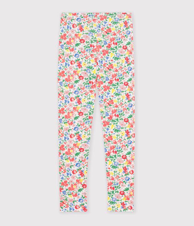 Children's floral pattern cotton leggings white/multicolor