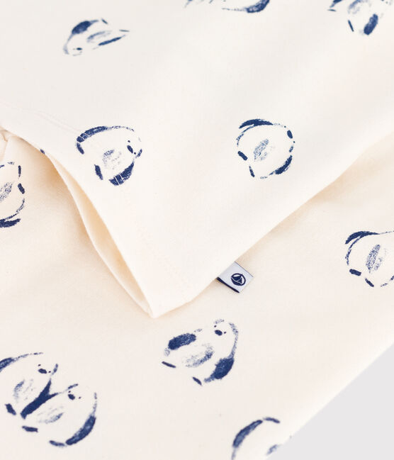 Children's penguin print fleece pyjamas MILK blue/SOIR