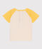 Babies' short-sleeved colourblock cotton T-shirt AVALANCHE yellow/ORGE