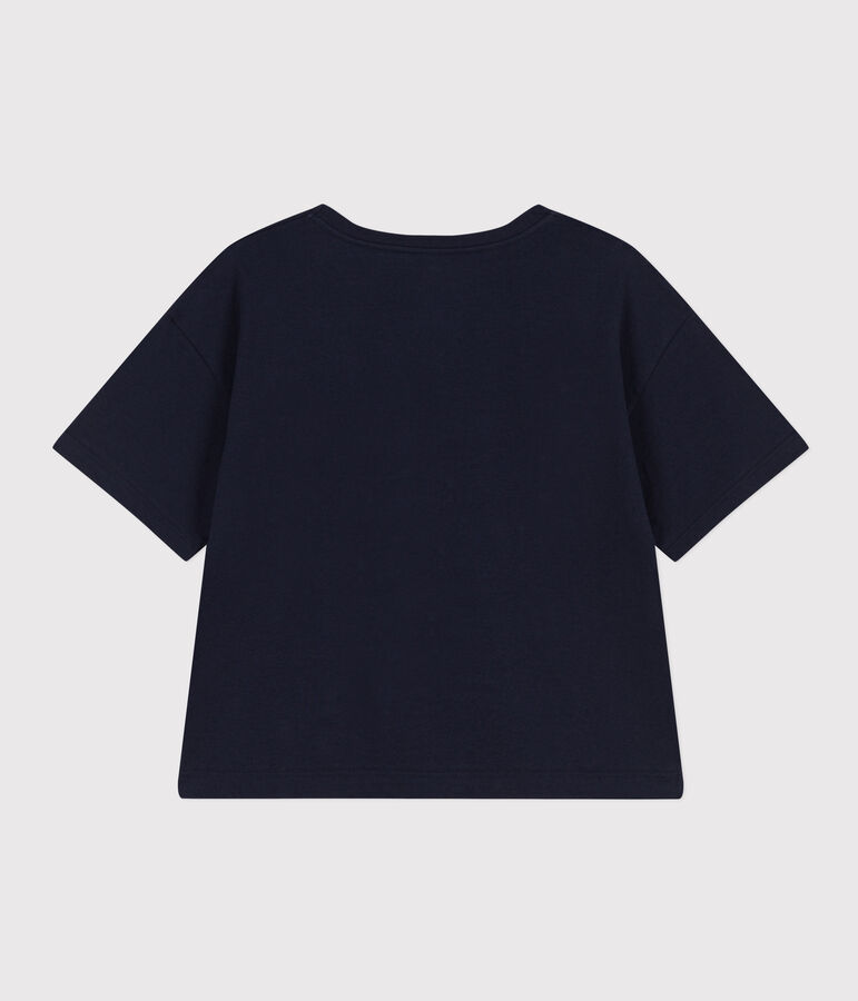 Women's Loose-Fitting Boxy Cotton T-Shirt SMOKING blue