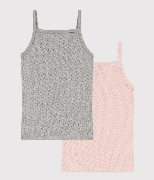 Girls' Openwork Cotton Vests - 2-Pack multicolor