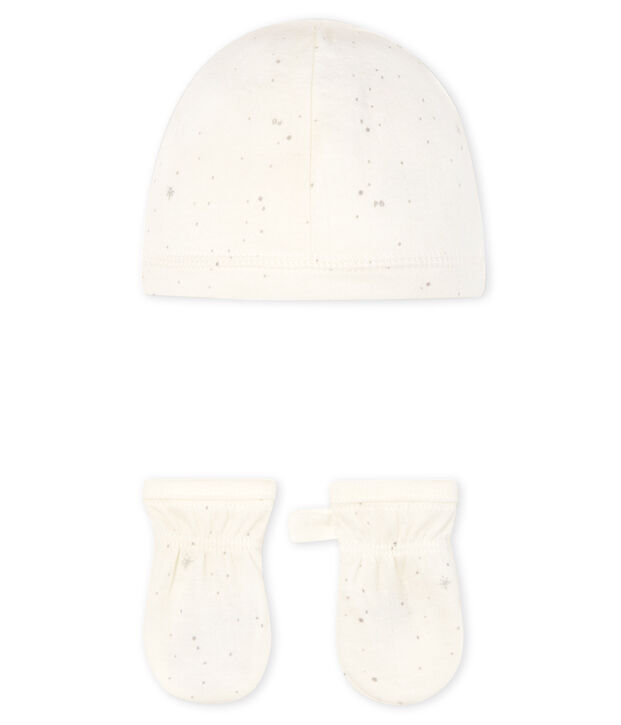 Newborn Babies' Bonnet and Mittens Set in Tube Knit multicolor