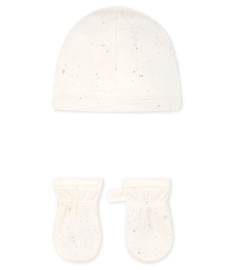 Newborn Babies' Bonnet and Mittens Set in Tube Knit multicolor