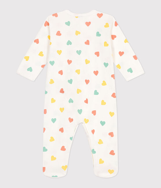 Babies' heart pattern cotton pyjamas MARSHMALLOW white/MULTICO white